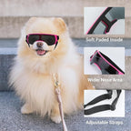 Dog Goggles Sunglasses Small to Medium Breed, Anti-Fog UV400 Lens Puppy Sunglasses, Adjustable Lightweight Doggie Goggles for UV, Wind, Snow, Dust Protection, Pink