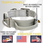 ADITYNA Heavy Duty Dog Collar for Extra-Large Dogs - Reflective Gray Collar with Handle for Training, and Walking - Wide, Thick, Tactical, Soft Neoprene Padded