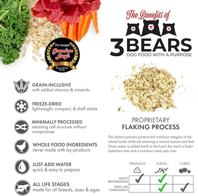 Grandma Lucy's 3 Bears Beef Dog Food - 3lb