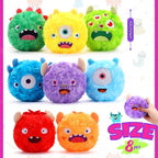 HyDren 8 Pack Soft Squeaky Dog Ball Toys 2 In1 Fuzzy 4" Dog Balls with Squeakers Plush Funny Puppy Ball Bulk Small Dog Valentine Toys Monster Dog Chewers for Small Medium Puppy Dog Pet Birthday Gift