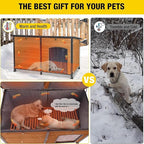 Aivituvin Heated Dog House Outdoor Extra Large 59" Dog Kennel with Insulation Liner Strong Iron Frame Construction Pet Cage with Insulted Liner Keep Warm in Winter Weatherproof Design, Heater Include