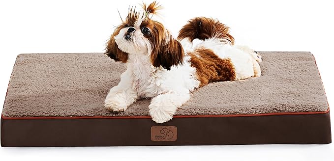 Bedsure Dog Bed for Small Dogs - Comfy Flat Puppy Beds with Removable Washable Cover, Orthopedic Egg Crate Foam Pet Mat, Suitable for Pet Up to 15 lbs