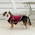 Fleece Lining Dog Hoodie with Harness Built in,Extra Warm Large Dog Jacket in Winter Doggie Coats with Drawstring Hooded,Red XXL