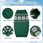 Kuoser Dog Sweater, Holiday Christmas Snowflake Pet Warm Knitwear Dog Sweaters Soft Puppy Clothing, Doggie Turtleneck Cold Weather Outfit Pullover for Small Medium Large Dogs Cats, Green XL