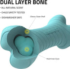 Playology Dog Toys | Dual Layer Bone Durable Chew Toy Bone for Dogs | Medium Peanut Butter Scented Toy - Easy to Clean and Made from Non Toxic Materials