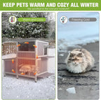 GUTINNEEN Large Insulated Cat House for Outside Indestructible Outdoor Cat House 2-Section Weatherproof Feral Cat Shelter with 3 Escape Doors for 1-5 Feral Barn Cats (Winter-Ready, 43.3"x29.4"x33.4")