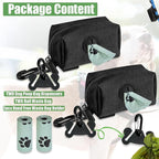 Dog Poop Bag Dispenser for Leash Accessory, 2 Packs (Black), 16 Rolls, Hand Free Holder & Bag, Fits Dog Leash, Animal Waste
