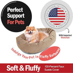Majestic Pet 24 Inch Suede Calming Dog Bed Washable 24x19x7 (Inch) – Cozy Soft Round Donut Dog Bed with Spine Support for Dogs to Rest Their Head - Pet Bed Small – Stone (2025)