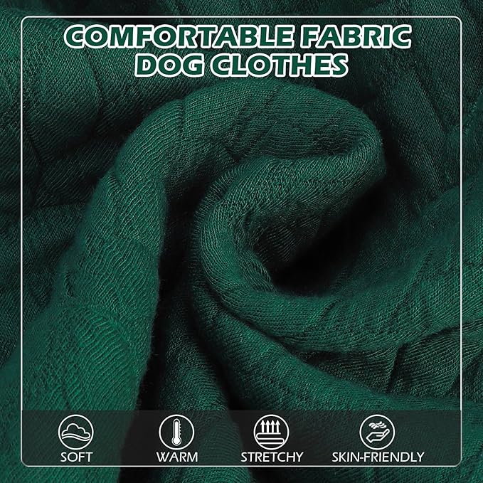 EXPAWLORER Textured Cable Knit Basic Dog Hoodie, Elevated Style Dog Sweater with Leash Hole and Pocket, Soft and Warm Pet Winter Coat, Cold Weather Clothes for Small Medium Large Dogs,Dark Green L