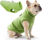 Idepet Dog Fleece Vest Sweater Zip Up Warm Pullover Dogs Jacket with D-Ring Leash Winter Cold Weater Coat Pet Sweatershirt Clothes Hoodie for Small Medium Dogs Boy Girl(Green,XXS)