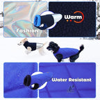EMUST Warm Dog Jacket, Cozy Dog Fleece Coat with Leash Hole, Waterproof Reversible Winter Coats for Small Dogs, Royal Blue, XS