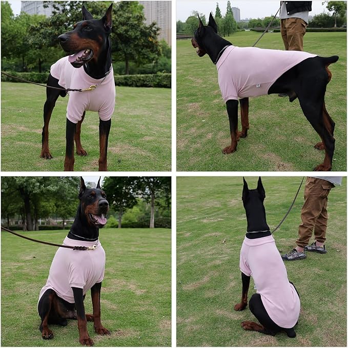 Lovelonglong Ribbed Dog T-Shirt Cotton Knitted Dog Sweaters for All Season Pet T-Shirts for Large Medium Small Dogs Light Pink L