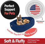 Majestic Pet 52 Inch Suede Shredded Memory Foam Mix Calming Extra Large Dog Bed Washable 52 x 35 x 11 (Inch) - Cozy Soft Round Dog Bed with Spine for Head Support - Pet Bed Navy