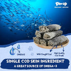 PAWUP Cod Skin Dog Treats - Natural Fish Roll Snacks w/Taurine, Single Ingredient Chews, Rich in Omega 3, 16.2 oz