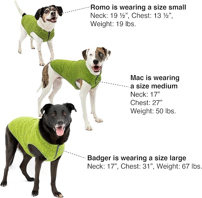 Kurgo Core Dog Sweater, Knit Dog Sweater with Fleece Lining, Cold Weather Pet Jacket, Zipper Opening for Harness, Adjustable Neck, Year-Round Sweater for Large Dogs (Heather Blue, Large)