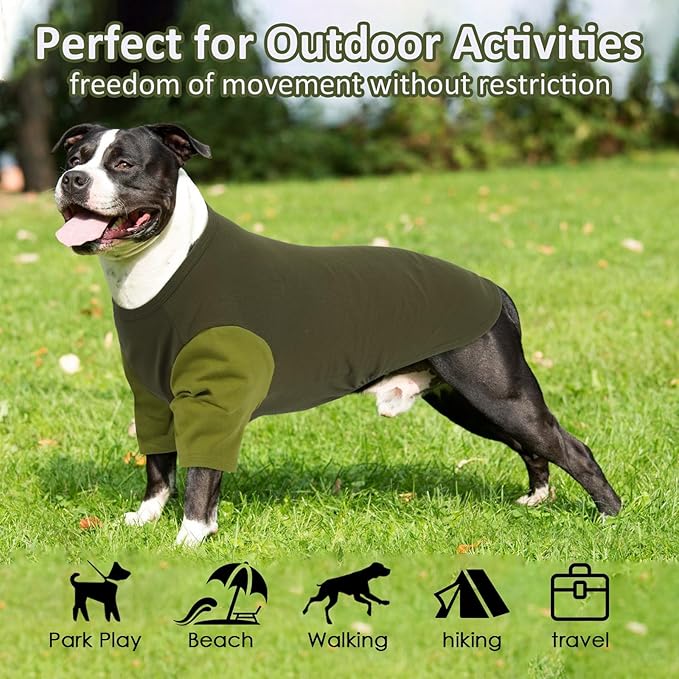 2 Pack Dog Shirt for Medium Dogs - Soft Breathable Summer Cool Tee, Lightweight Comfortable Clothes for Sensitive Skin, Jack Russell, Shihtzu, Indoor Lounging, Walking, Park Play, Green