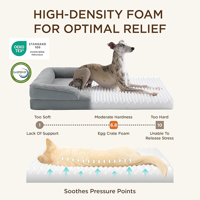 Bedsure Self Warming Orthopedic Dogs Bed for Small Dogs - Washable Small Dog Bed Waterproof, Comfort Pet Couch with Removable Cover, Supportive Foam Pets Sofa with Nonskid Bottom, Brown