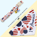 Faygarsle 2 Pack Patriotic Pet Collar Set with Bandana and Bow Tie, American Flag Pattern, White and Navy