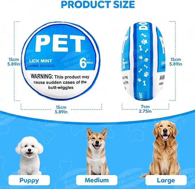 Homrich PET Pouch Parody Dog Toy, Plush Squeaky and Crinkle Funny Dog Toy, Interactive Plush Dogs Toys, Pet Squeak Toys, Puppy Gift, Lick Mint