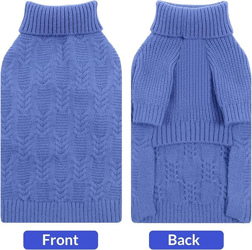 ASENKU Dog Sweater for Small Dog Girls Boys, Fall Winter Turtleneck Long Sleeve Pet Christmas Sweater, Pullover Sweatshirt for Westie, Blue, M