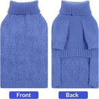 ASENKU Dog Sweater for Medium Dog Girls Boys, Fall Winter Turtleneck Long Sleeve Pet Christmas Sweater, Pullover Sweatshirt for French Bulldog, Boston Terrier, Blue, L