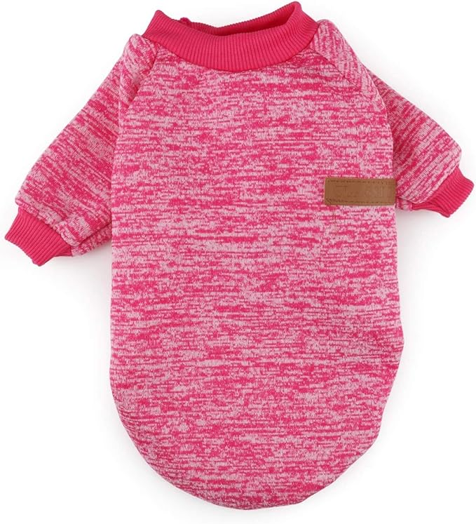 Idepet Pet Dog Classic Knitwear Sweater,Fleece Coat for Small,Medium Dog,Warm Pet Dog Cat Clothes,Soft Puppy Customes (XXL, Rosered)