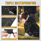 OneTigris Dog Raincoat with Hood for Medium Large Dogs, Waterproof & Reflective, 4 Legs Dog Rain Jacket Adjustable Puppy Poncho for The Rain and Snow (Black, Large)