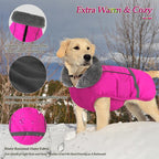 Dogcheer Warm Dog Coat, Christmas Dog Jacket Waterproof Puppy Winter Coat with Buckles, Reflective Adjustable Pet Snow Jacket Turtleneck Fleece Sweater for Small Medium Large Dogs - Pink, L