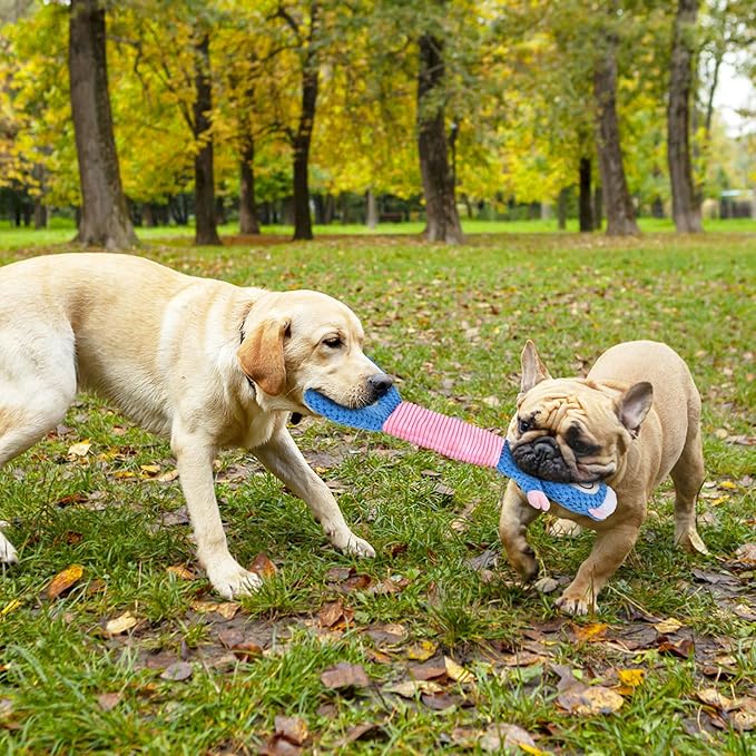 Dog Interactive Squeaky Toy for Chewers - Tug-of-War Sheep Plush with Durable Squeaker, Puppy Training & Anxiety Relief, Long-Lasting Chew Toy for Medium/Large Dogs