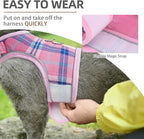 PUPTECK Soft Mesh Cat Vest Harness and Leash Set Puppy Padded Pet Harnesses Escape Proof for Cats Small Dogs Rabbits Bunny, Plaid Pink, L