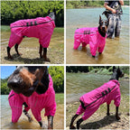 Dogs Waterproof Jacket, Lightweight Waterproof Jacket Reflective Safety Dog Raincoat Windproof Snow-Proof Dog Vest for Small Medium Large Dogs Rosered 5XL