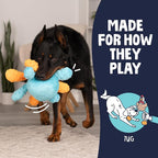 goDog Crazy Tugs Octopus Squeaky Plush Tug Dog Toy with Chew Guard Technology, Durable Fabric & Squeaker for Active Play, Multi Color, Large