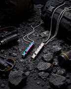 Titanium Pill Holder Necklace for Men Women Emergency Whistle Mini Keychain Nitro Pill Case with Loud Whistles EDC Safety Backpacking Survival Hiking Camping Pets Training