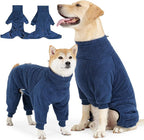 Dog Winter Coat, Warm Fleece Dog Jacket, Windproof Pullover Jumpsuit, Full Body Pajamas Onesie, Cold Weather Clothes for Medium Large Dog(Small,NavyBlue)