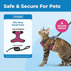 Voyager Escape Proof Cat Harness and Leash Set with Reflective Stitching, Neoprene Handle 5ft - Supports Small, Medium and Large Cats, Kittens for Walking by Best Pet Supplies - BT-Fuchsia, XXS