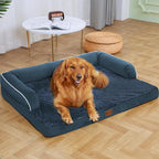 Orthopedic Dog Beds for Extra Large Dogs, Waterproof Egg Crate Foam XL Dog Bed with Sides 45 * 35Inch, Big Dogs Couch Beds with Removable Washable Cover and Nonskid Bottom, Navy Blue