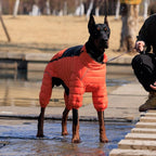 Lovelonglong Dog Coat Dog Warm Jacket, 4 Legs Covered Waterproof Windproof Reflective Warm Dog Vest, Zippered Adjustable Outdoor Dog Snow Jacket for Small Medium Large Dogs Orange XXXXL