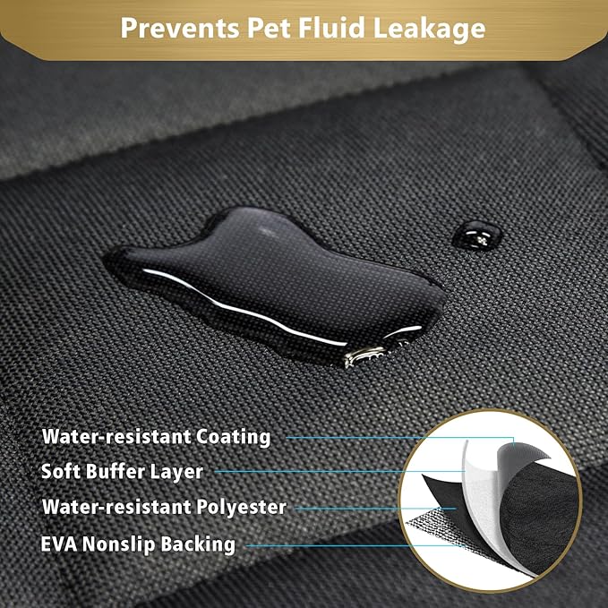 F-color SUV Cargo Liner for Dogs, Water Resistant Pet Cover Dog Seat Mat SUVs Sedans Vans with Bumper Flap Protector, Non-Slip, Large Size Universal Fit, Black