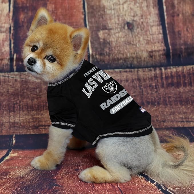 NFL Raiders Dog T-shirt Small. - Licensed Shirt for Pets Team Colored with Team Logos- Premium Stretchable Materials for the comfort of your Dog & Cat