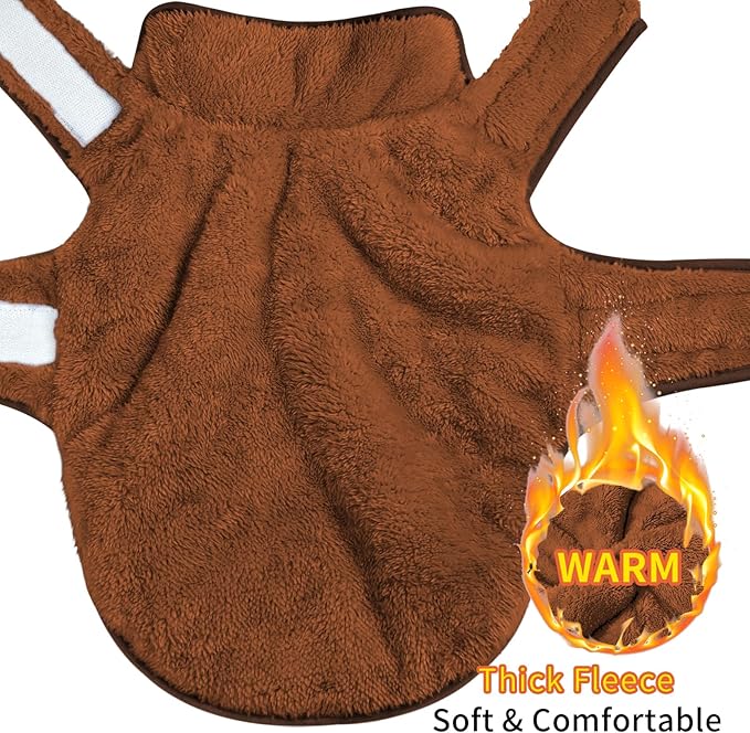 Malier Dog Winter Coat, Reversible Fleece Dog Cold Weather Coats, Windproof Warm Snow Puppy Jacket Vest Pet Clothes for Small Medium Large Dogs (Brown, Large)