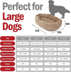 Majestic Pet 40 Inch Suede Shredded Memory Foam Mix Calming Large Dog Bed Washable 40 x 29 x 9 (Inch) - Cozy Soft Round Donut Dog Bed with Spine for Head Support - Pet Bed Stone