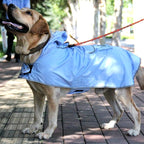 MAMORE Dog Raincoat Reversible,Waterproof Dog Rain Coat Hooded Slicker Poncho with Reflective Strip, Plaid Double Layer Rain Jacket for Small Medium Large Dogs (Light Blue, X-Small)