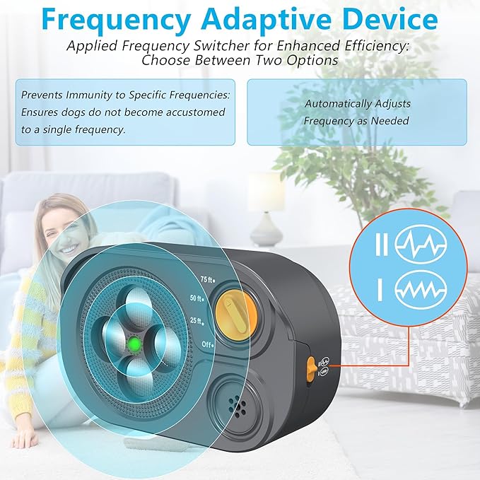 BONSO Ultrasonic Anti Barking Device for Dogs, Bark Control Device Box with 3 Modes, Variable Ultrasound Frequencies, Automatic Dog Whistle, Effective Range up to 75ft, Neighbor Dog Silencer (Grey)