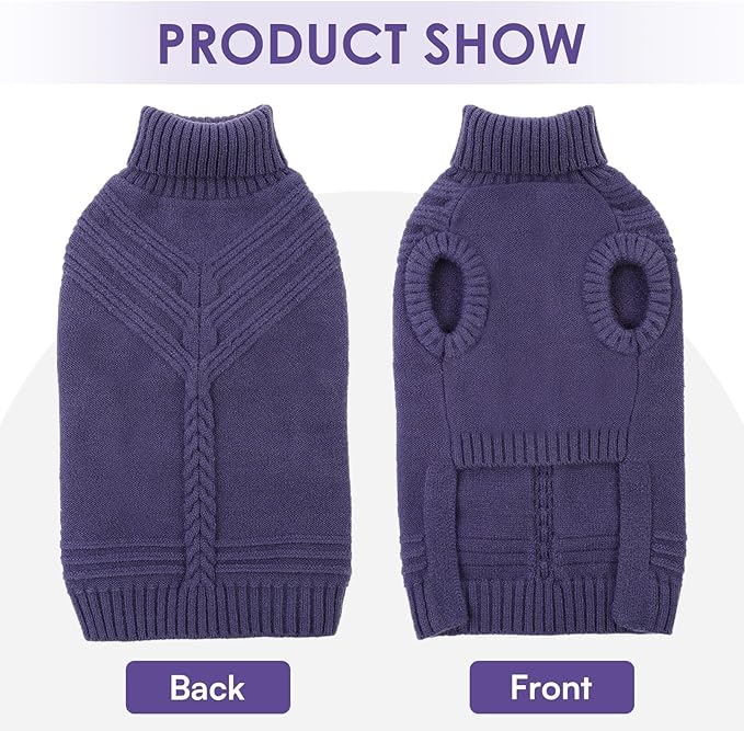 Dog Sweaters for Large Dogs Male Female Pet Knitwear Classic Puppy Warm Pullover Turtleneck Cold Weather Clothes for French Bulldog(GrayishBlue, L)