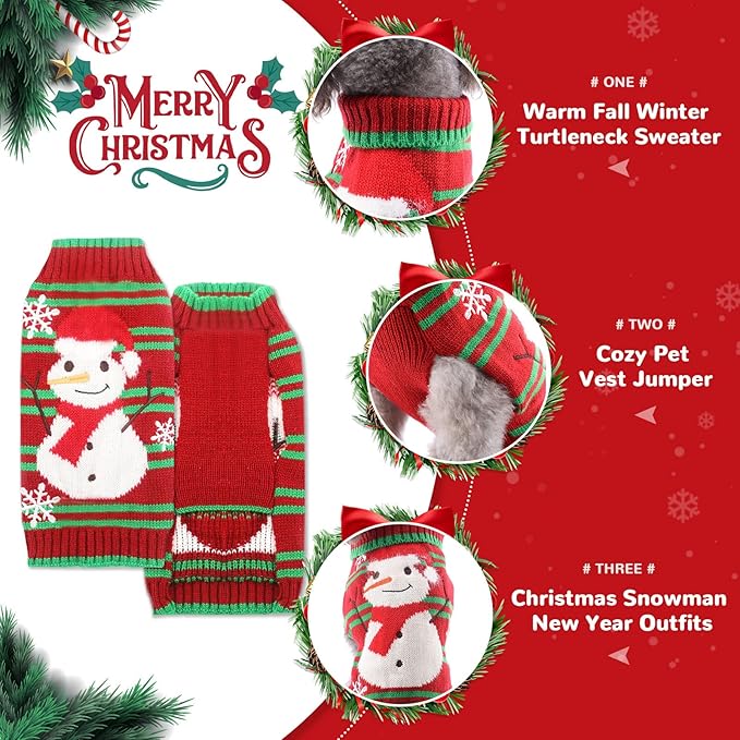 PETCARE Red Snowman Dog Sweater Christmas Dog Sweaters Vest Ugly Snow Xmas Puppy Costume Pet Holiday New Year Fall Winter Clothes for Small Medium Large Dogs Cats Pullover Sweaters Outfits,Large