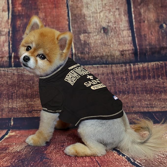 NFL New Orleans Saints Dog T-shirt Medium. - Licensed Shirt for Pets Team Colored with Team Logos- Premium Stretchable Materials for the comfort of your Dog & Cat