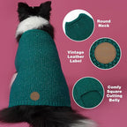 KYEESE Dog Christmas Sweater with Leash Hole Comfy Pullover Sweater Medium Size Male with Reflective Yarn Warm Pet Coats Stretchy Cozy Lightweight Thick Knitwear Dog Clothes,Green, X-Large