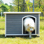 Petsfit Outdoor Wooden Dog House with Adjustable Foot