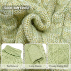 KYEESE Dog Sweater Warm Pet Coats with Long Sleeve, Turtleneck Dog Sweater for Small Medium Dogs with Classic Cable Knit, Stretchy Dogs Clothes for Cold Weather, Green, X-Large