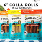 TRURANCH Collagen Rolls - 6" Collagen Rolls for Dogs - Long Lasting Healthy Joint Support - Rawhide Alternative - Skin & Coat Health - Made with Real Beef, Value Pack, 3 Bags, 12 Count
